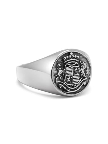 Nialaya Men's Ring Men's Stainless Steel Crest Ring